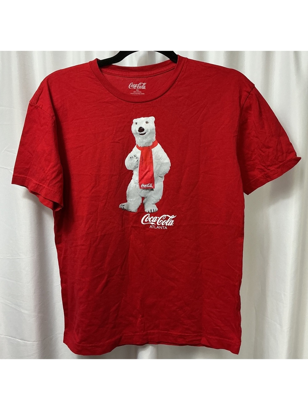 Coca-Cola Atlanta Polar Bear T-Shirt Youth XL Red 2014 collector memorabilia